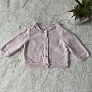 Janie and Jack 100% Cotton Blush Pink Baby Sweater cardigan long sleeve soft EUC